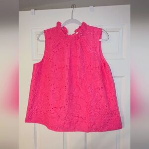 Lilly Pulitzer Roxie Pink Garden Party Eyelet Top L